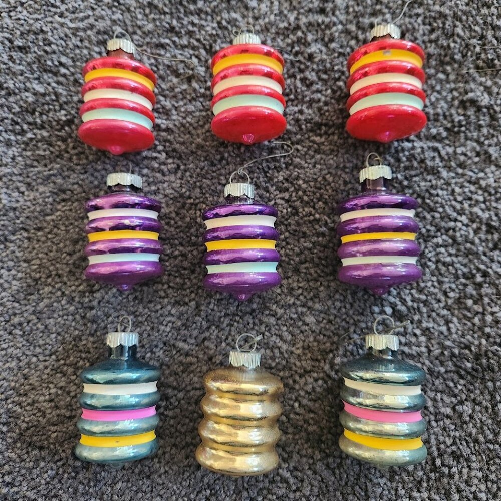 Vintage Shiny Brite Mercury Glass Christmas Tree Ornaments